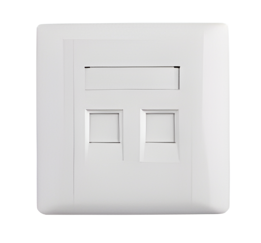 Hermesys HydraX Face Plate UK One-Piece Type 86*86 2-port flat w/shutter white